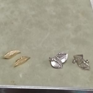 VINTAGE UNSIGNED BEAUTIES! GOLD & SILVER TONE CLIP EARRINGS